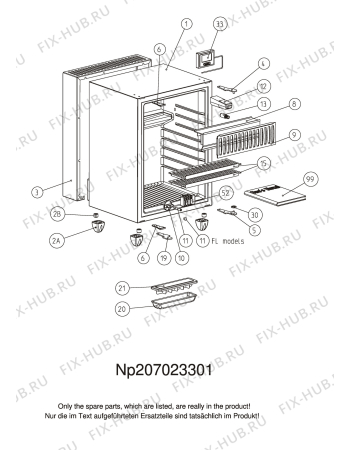 Взрыв-схема холодильника Dometic RH031LD - Схема узла Housing 001